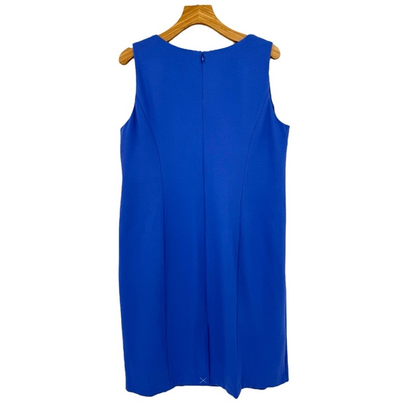 Talbots Split-Neck Refined Ponte Sheath Dress in Solid Blue Size 16W - Picture 3 of 12